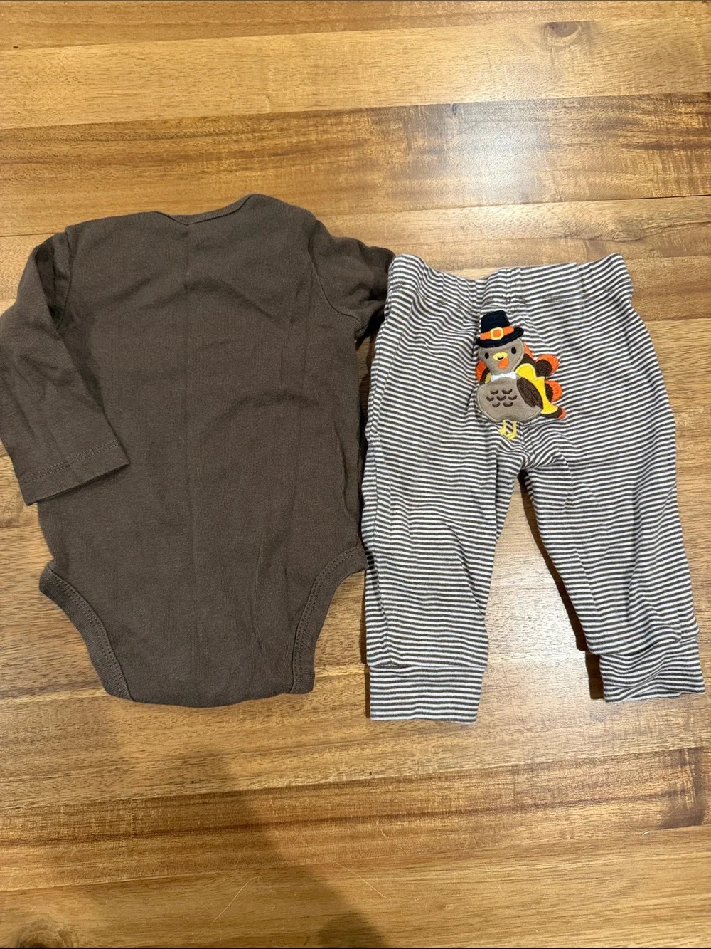 My First Thanksgiving Brown Baby One-Piece and Pants Set